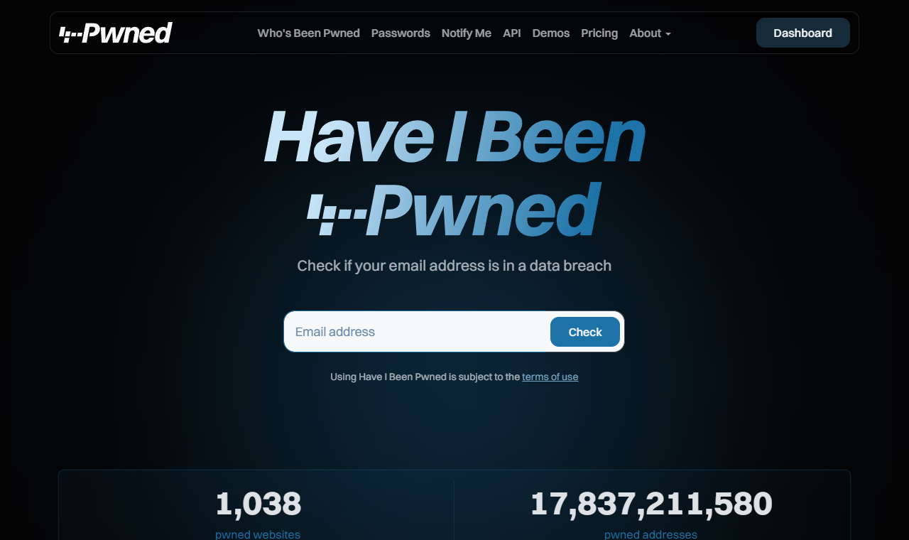 メールアドレスが既知の漏えいに含まれているかを確認できるHave I Been Pwned